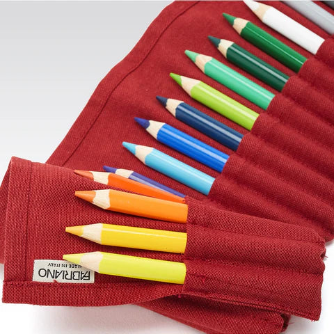 Fabriano Cartucciera in lino da 24 pastelli colore rosso