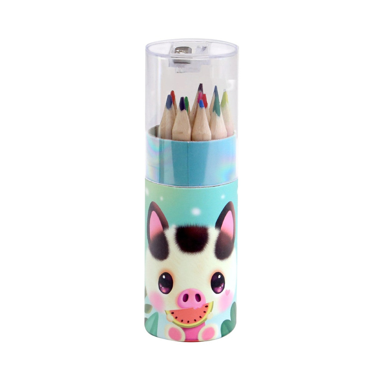 Set 12 matite colorate con temperino Piggy Pig