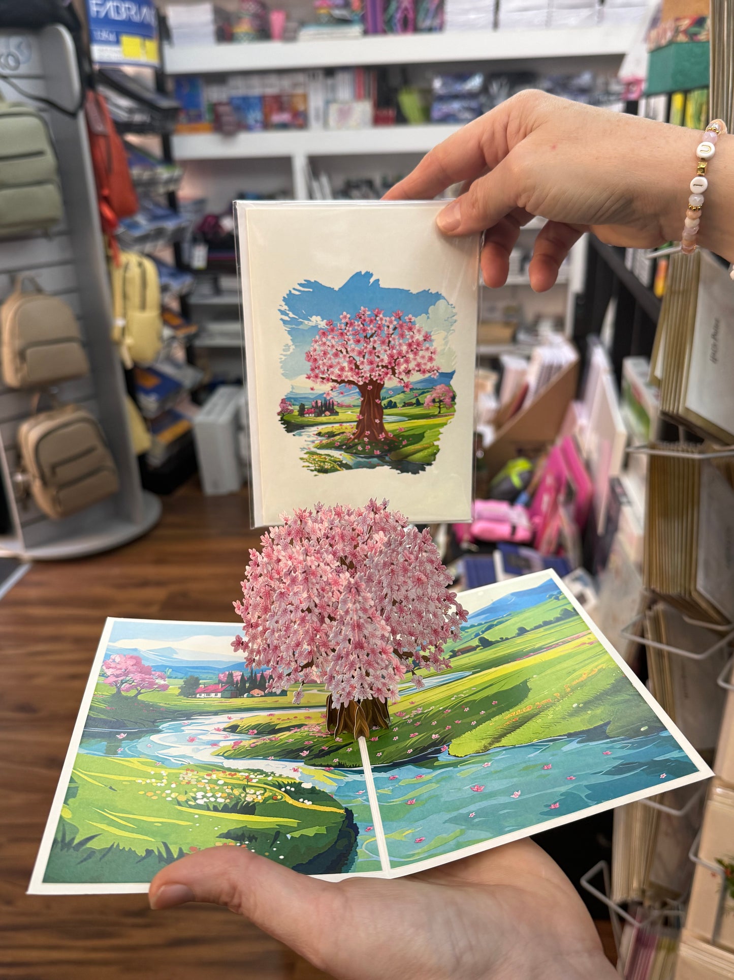 BIGLIETTO ORIGAMI ALBERO CILIEGIO IN FIORE