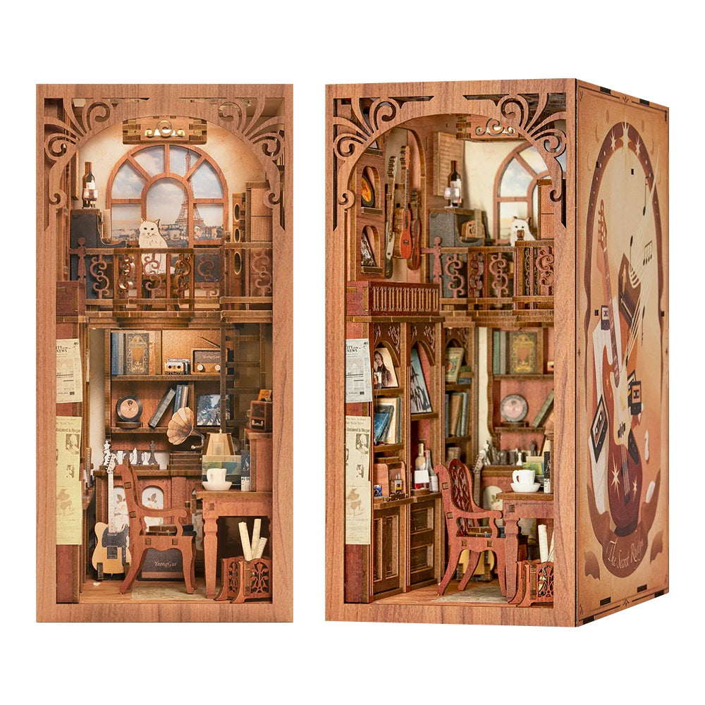 DIY Book Nook Kit with LED Light Retro Street Bookshop Series
