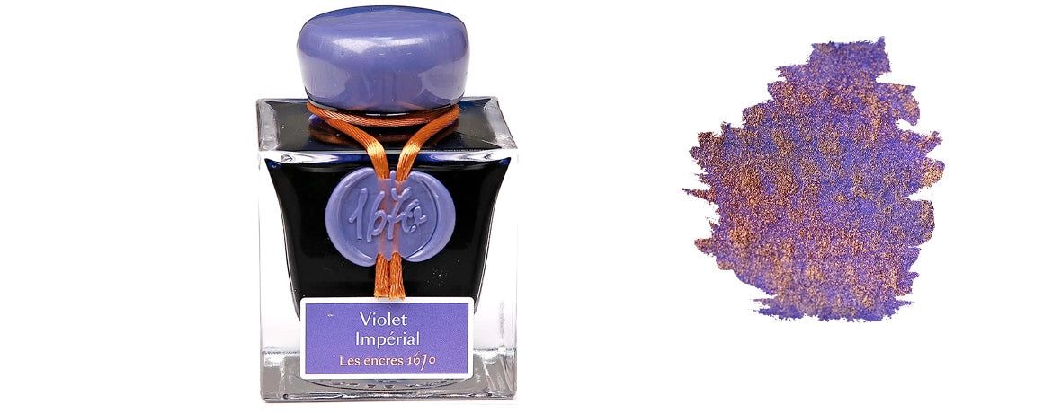 J.Herbin Inchiostro 1670 Viola Impero - Ink with Golden Glitter