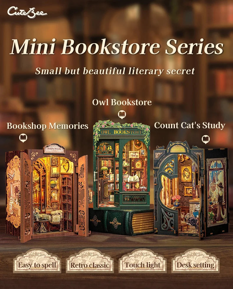 DIY Book Nook Kit with LED Light  Retro Street Bookshop Series