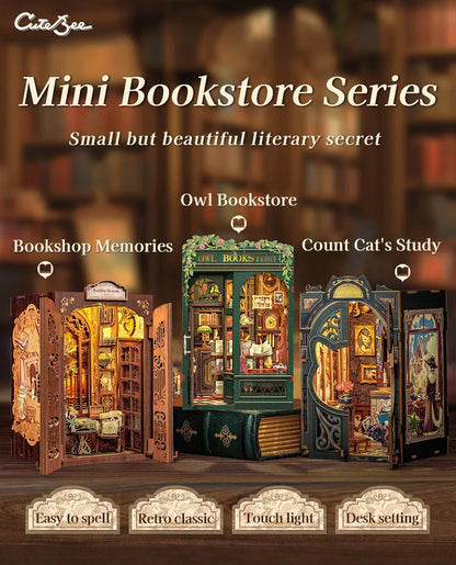DIY Book Nook Kit with LED Light  Retro Street Bookshop Series