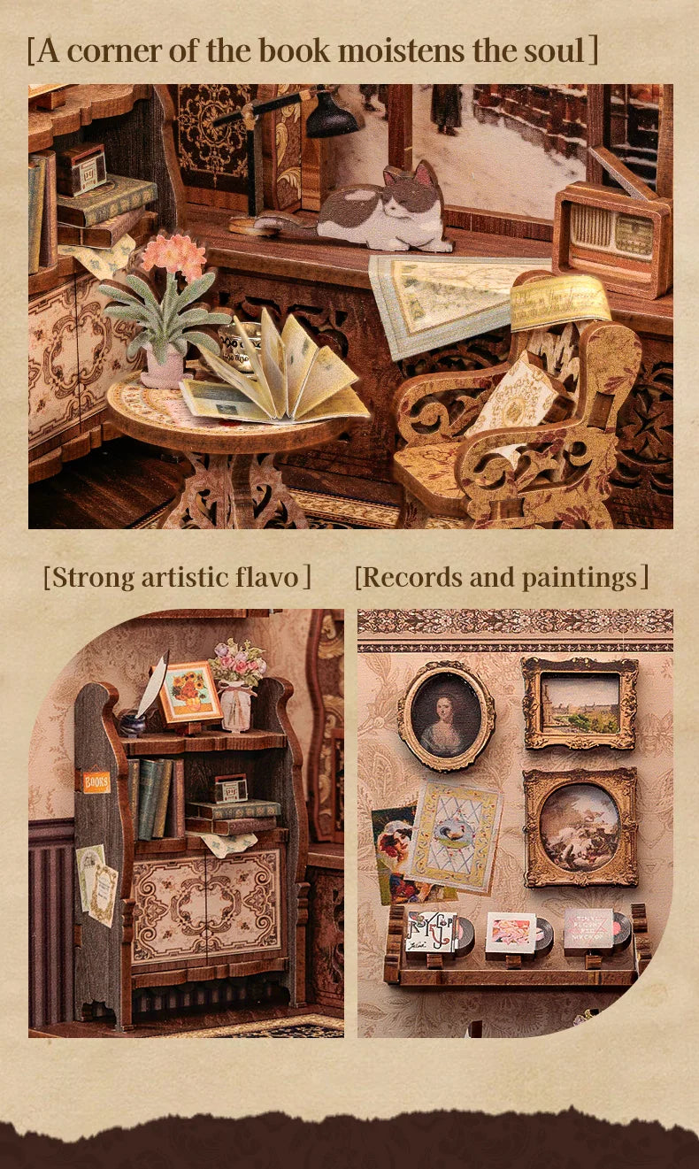 DIY Book Nook Kit with LED Light  Retro Street Bookshop Series
