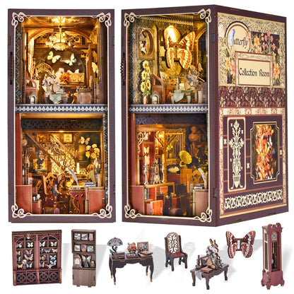 Kit per angolo libri a forma di farfalla Puzzle 3D in legno fai da te Kit per la costruzione di modelli di librerie per case . Produzione di giocattoli di alta qualità