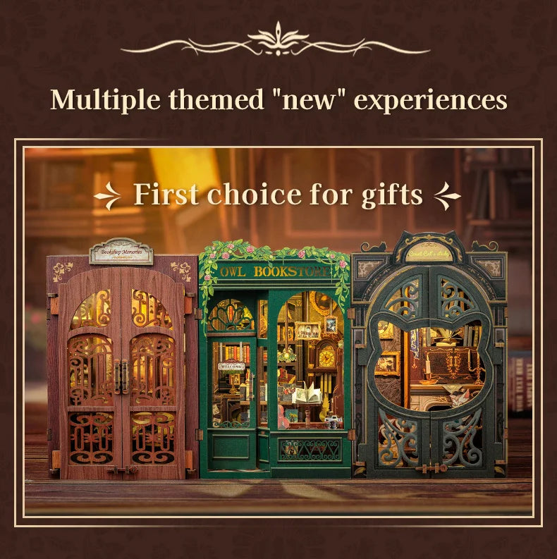 DIY Book Nook Kit with LED Light  Retro Street Bookshop Series