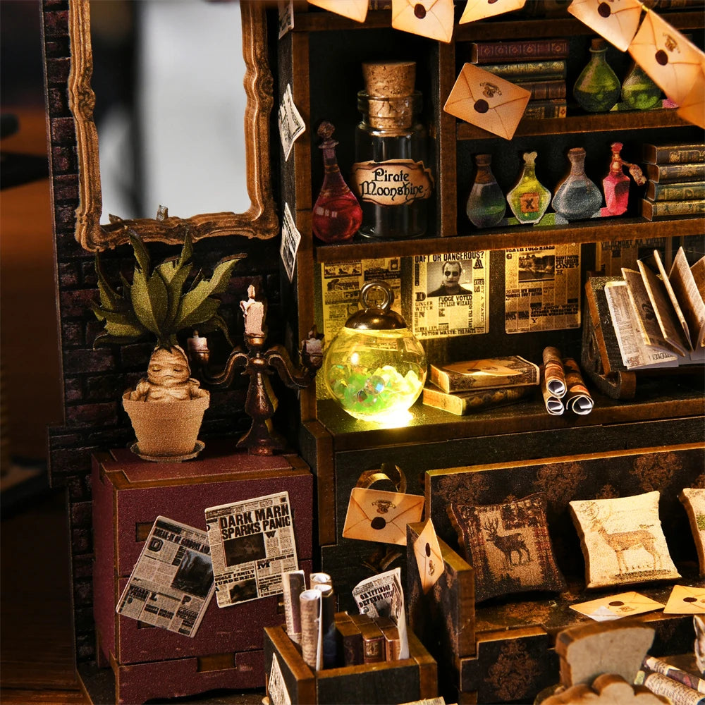 Kit per angolo lettura Magic House fai da te Puzzle in legno Libreria Inserto Decorazione Casa delle bambole Modello Fermalibri Costruzione Decorazione per la casa Regali
MODELLO "H. POTTER"