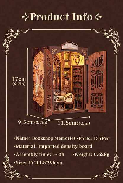 DIY Book Nook Kit with LED Light  Retro Street Bookshop Series