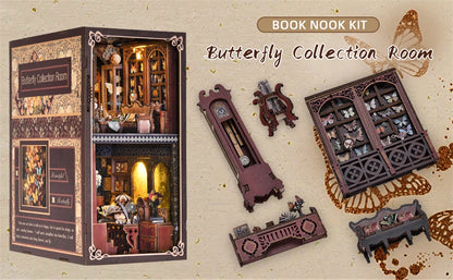 Kit per angolo libri a forma di farfalla Puzzle 3D in legno fai da te Kit per la costruzione di modelli di librerie per case . Produzione di giocattoli di alta qualità