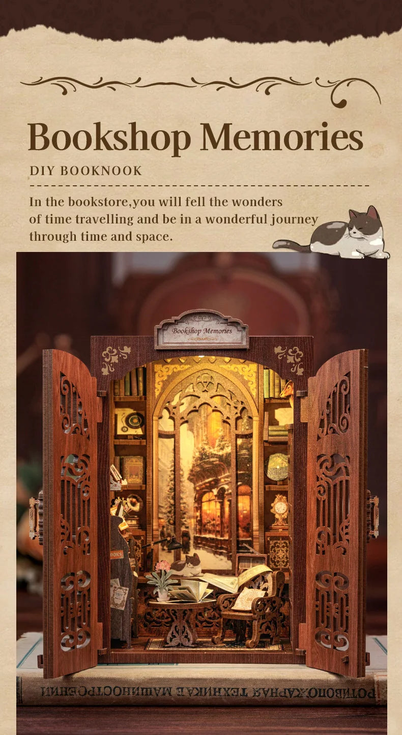 DIY Book Nook Kit with LED Light  Retro Street Bookshop Series