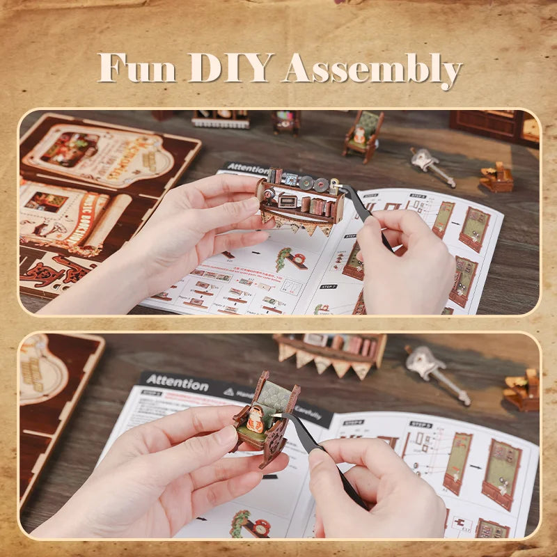 DIY Book Nook Kit with LED Light  Retro Street Bookshop Series