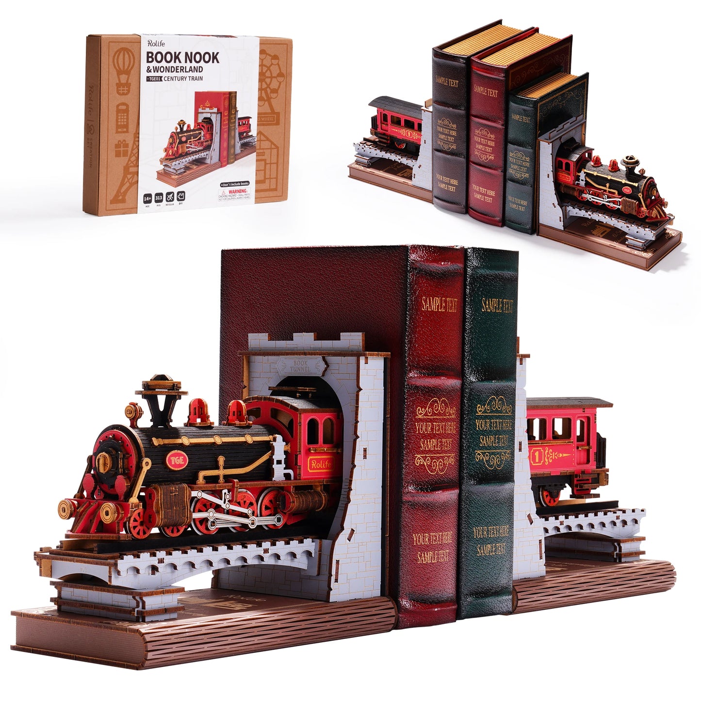 Robotime Rolife Century Train fai da te Libreria ad angolo Decorazione per la casa Scelta regalo perfetta per la famiglia Giocattoli precolorati