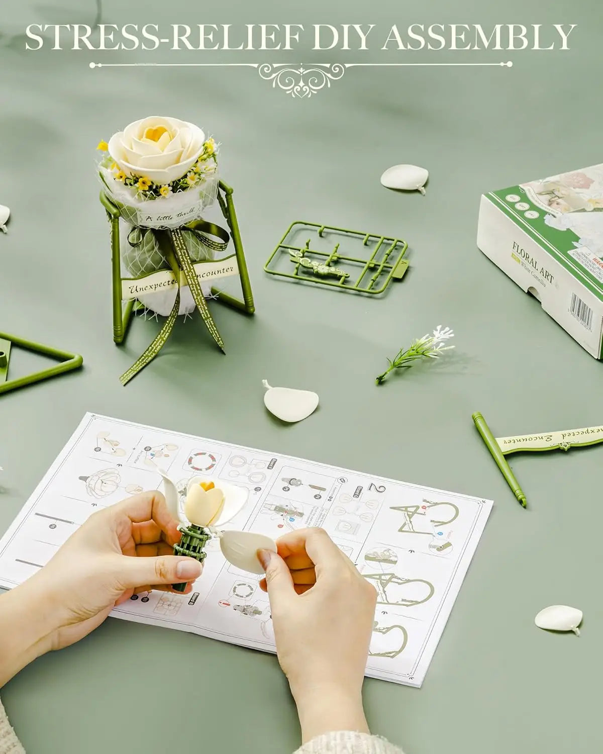 Robotime Flower 3D Puzzle Model Kit Decorazione Accessori per la casa Soggiorno Regali per donne Camelia , Rosa viola