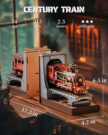 Robotime Rolife Century Train fai da te Libreria ad angolo Decorazione per la casa Scelta regalo perfetta per la famiglia Giocattoli precolorati