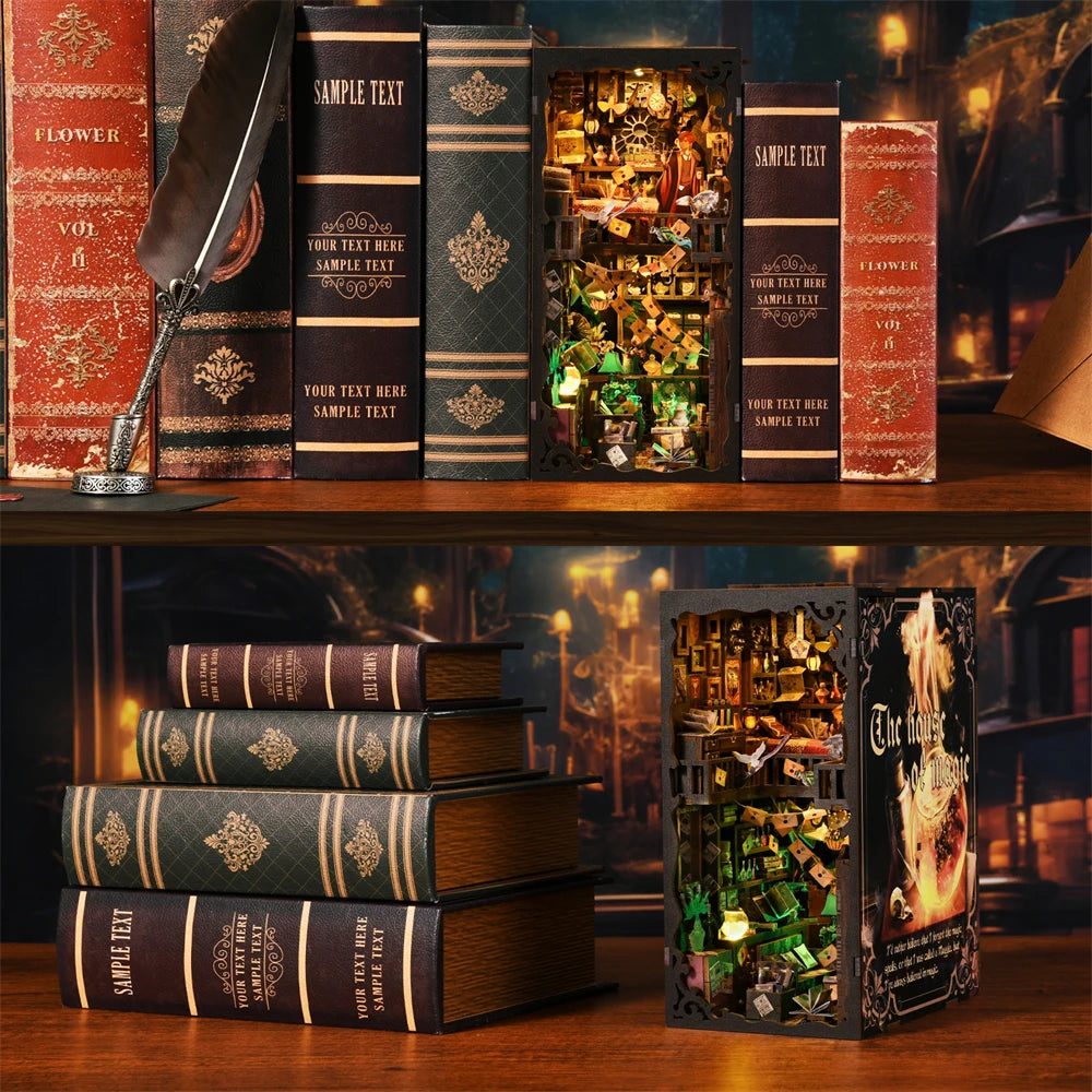 Kit per angolo lettura Magic House fai da te Puzzle in legno Libreria Inserto Decorazione Casa delle bambole Modello Fermalibri Costruzione Decorazione per la casa Regali
MODELLO "H. POTTER"