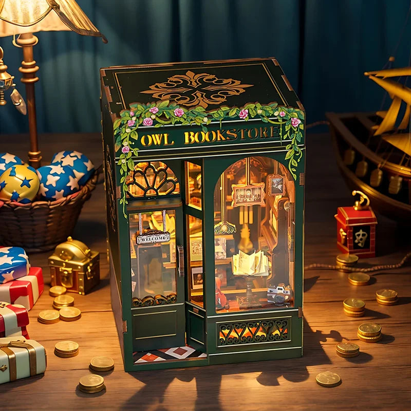 DIY Book Nook Kit with LED Light  Retro Street Bookshop Series