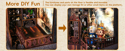 Kit per angolo lettura Magic Town fai da te Puzzle in legno con luce, immagine, libreria, inserto, decorazione, modello difermalibri, costruzione, decorazione per la casa