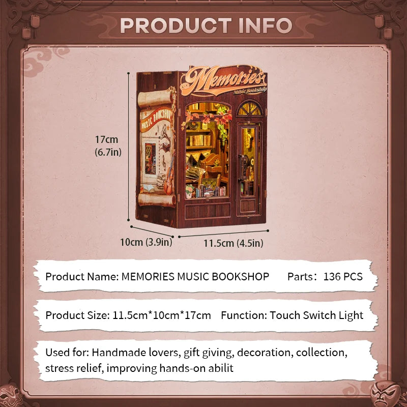 DIY Book Nook Kit with LED Light  Retro Street Bookshop Series