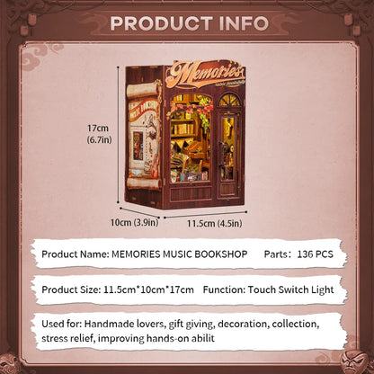 DIY Book Nook Kit with LED Light  Retro Street Bookshop Series