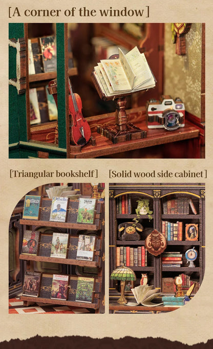 DIY Book Nook Kit with LED Light  Retro Street Bookshop Series