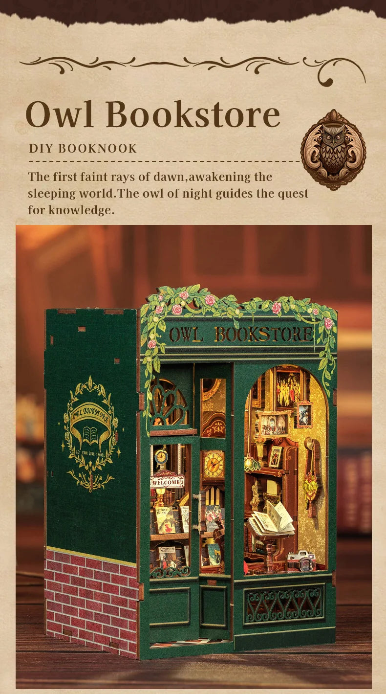 DIY Book Nook Kit with LED Light  Retro Street Bookshop Series