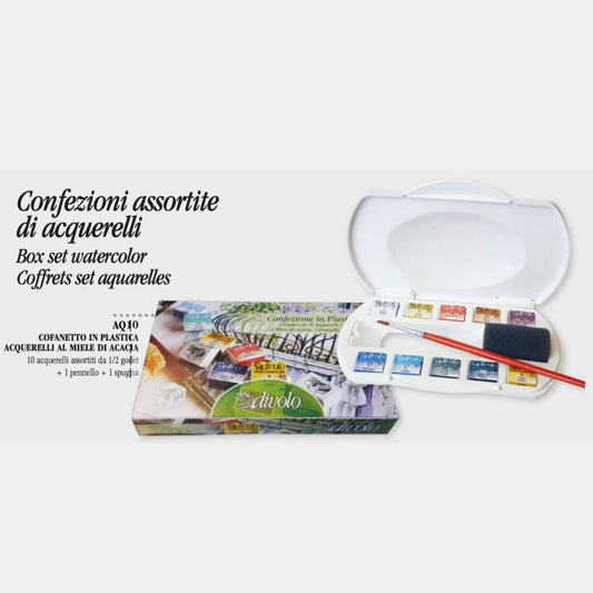 Cofanetto in metallo 12 acquerelli al miele di acacia Divolo ½ godet