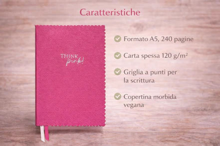 Think Pink! – Taccuino in Ecopelle con Bordo Smerlato